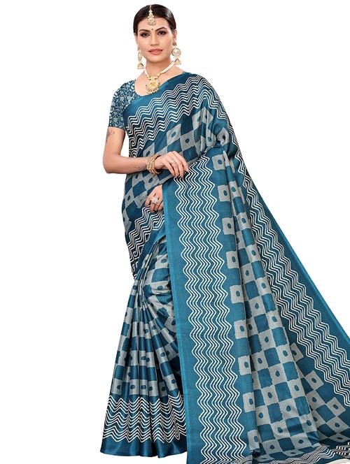 checkered printed saree with blouse - 16370780 - Very Small Image - 1