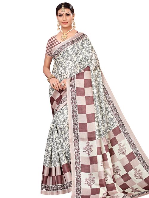 floral printed saree with blouse - 16370788 - Very Small Image - 1