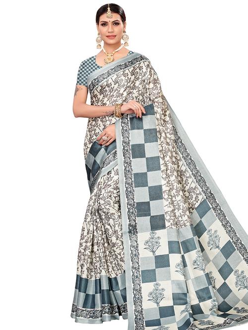 floral printed saree with blouse - 16370789 - Very Small Image - 1