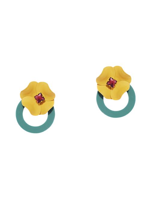yellow gold plated drop earring - 16372523 - Very Small Image - 1