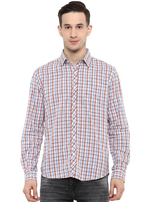 orange checkered casual shirt - 16373077 - Very Small Image - 1