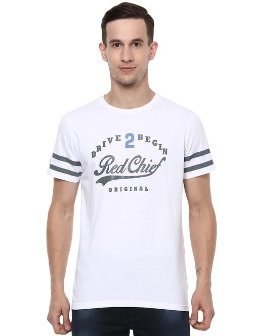 white typographic chest print t-shirt - 16373179 - Very Small Image - 1