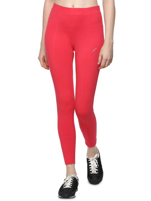 red solid ankle length active wear tights - 16373239 - Very Small Image - 1