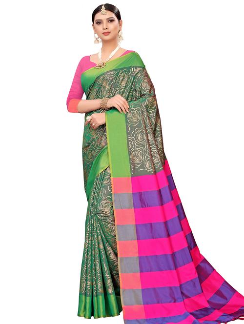 floral printed saree with blouse - 16373763 - Very Small Image - 1