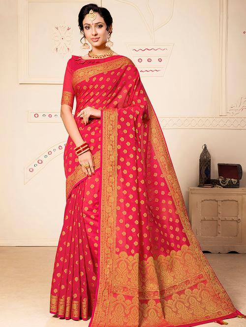 self-design woven saree with blouse - 16373942 - Very Small Image - 1