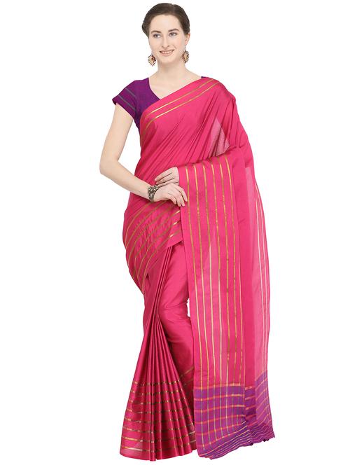 stripes woven saree with blouse - 16373970 - Very Small Image - 1