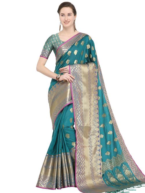 self-design woven saree with blouse - 16373981 - Very Small Image - 1