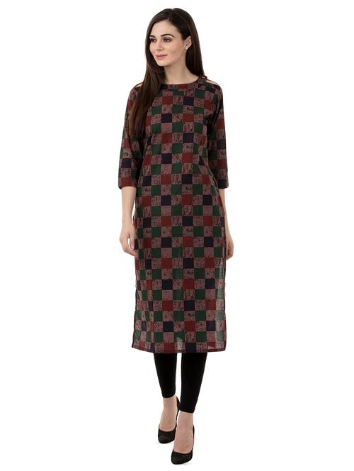 checkered straight kurta - 16374683 - Very Small Image - 1