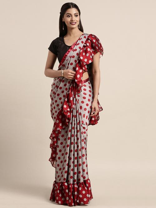 ruffle fusion saree with blouse - 16374792 - Very Small Image - 1