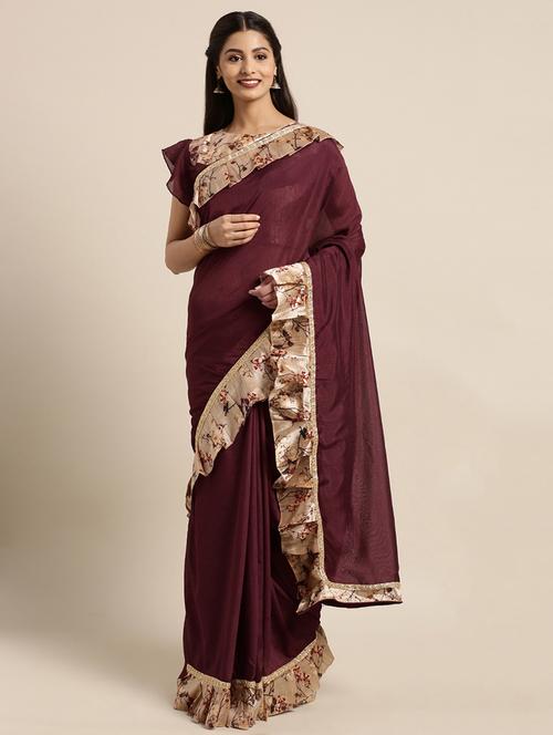 ruffle fusion saree with blouse - 16374794 - Very Small Image - 1