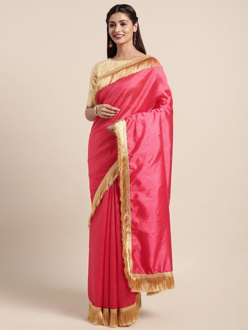fringe fusion saree with blouse - 16374798 - Very Small Image - 1