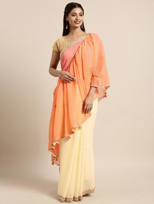 ruffle fusion saree with blouse - 16374802 - Very Small Image - 1