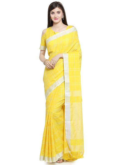 checkered printed saree with blouse - 16374892 - Very Small Image - 1