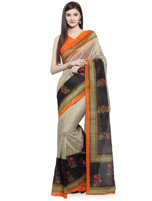 floral printed saree with blouse - 16374901 - Very Small Image - 1
