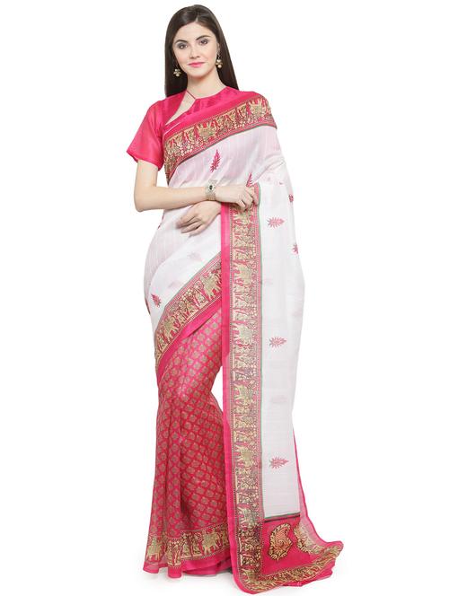 half & half woven saree with blouse - 16374906 - Very Small Image - 1