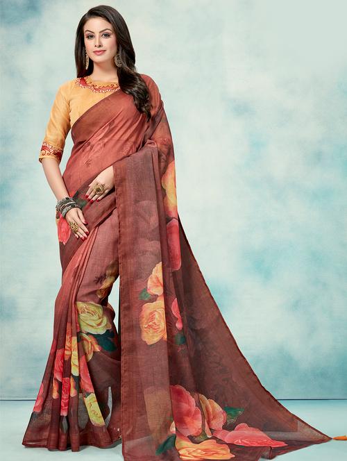 floral printed saree - 16374916 - Very Small Image - 1