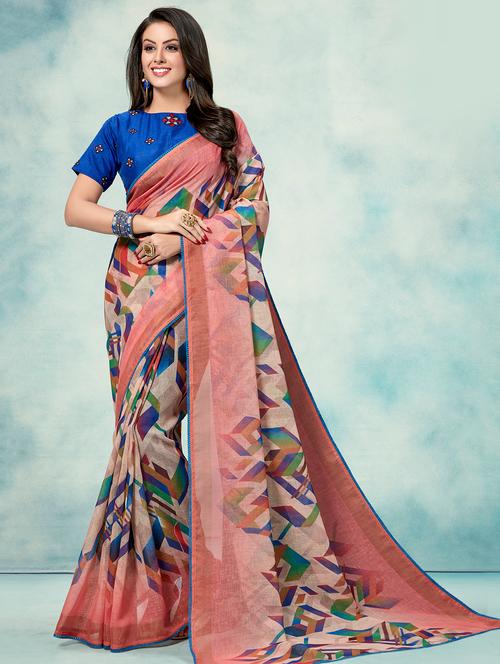 geometrical printed saree with blouse - 16374920 - Very Small Image - 1