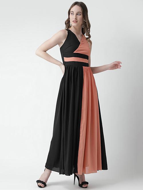 criss cross back color block maxi dress - 16378764 - Very Small Image - 1