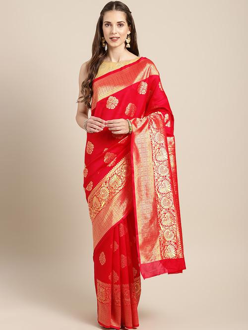 floral woven saree with blouse - 16378821 - Very Small Image - 1