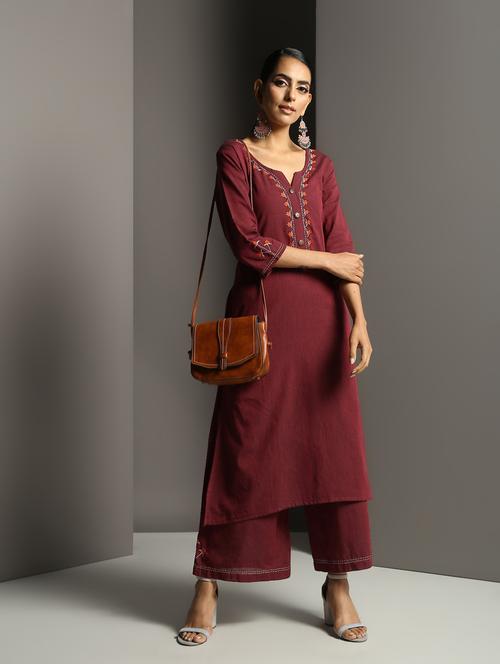 embroidered kurta palazzo set - 16378824 - Very Small Image - 1