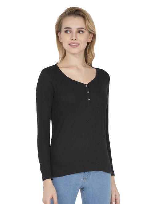 v-neck button detail solid tee - 16378959 - Very Small Image - 1