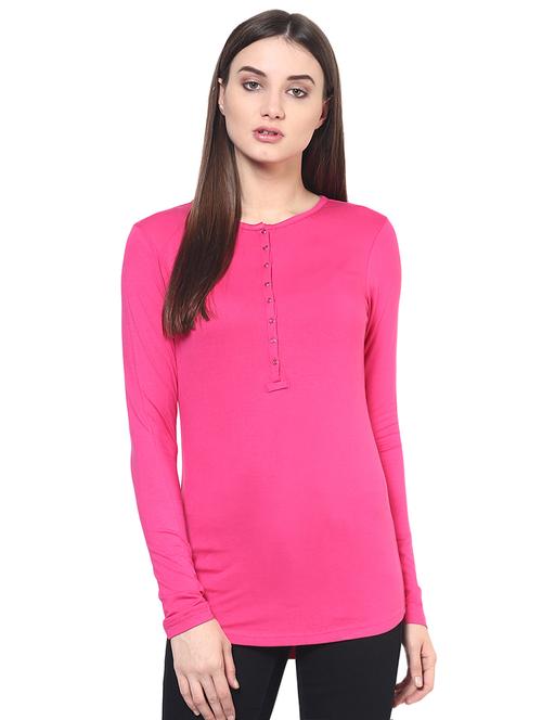long sleeved solid henley top - 16379038 - Very Small Image - 1