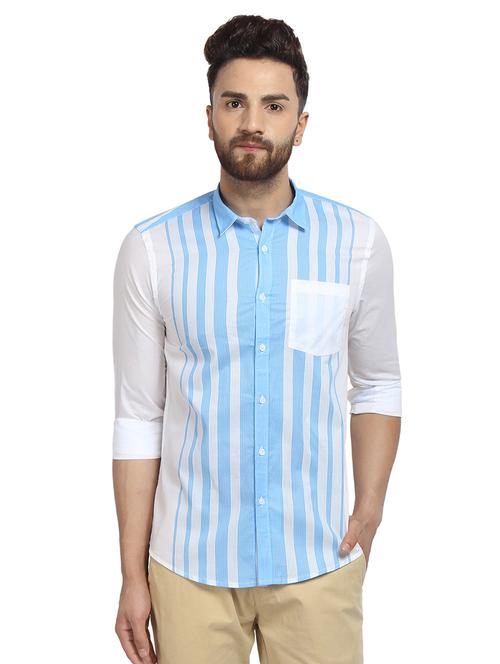 light blue striped casual shirt - 16379128 - Very Small Image - 1