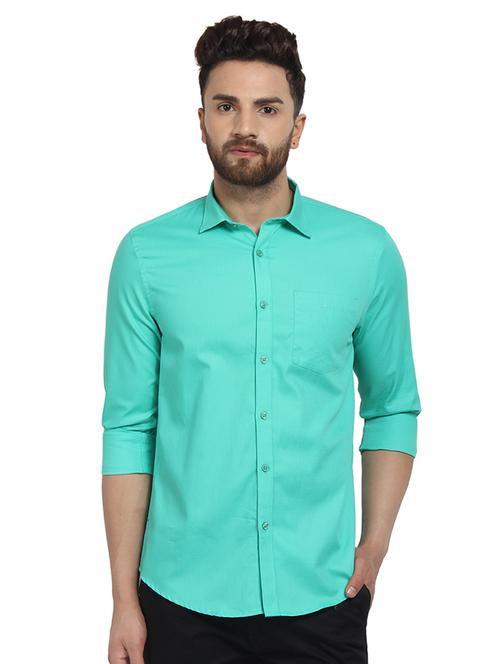 aqua blue self design casual shirt - 16379167 - Very Small Image - 1