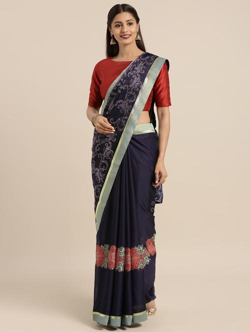 paisley printed saree with blouse - 16379288 - Very Small Image - 1