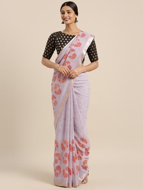 paisley printed saree with blouse - 16379324 - Very Small Image - 1