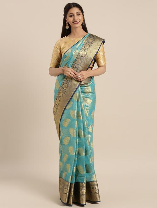 floral bordered saree with blouse - 16379433 - Very Small Image - 1