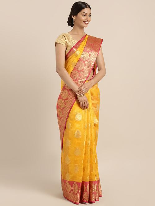 floral bordered saree with blouse - 16379434 - Very Small Image - 1