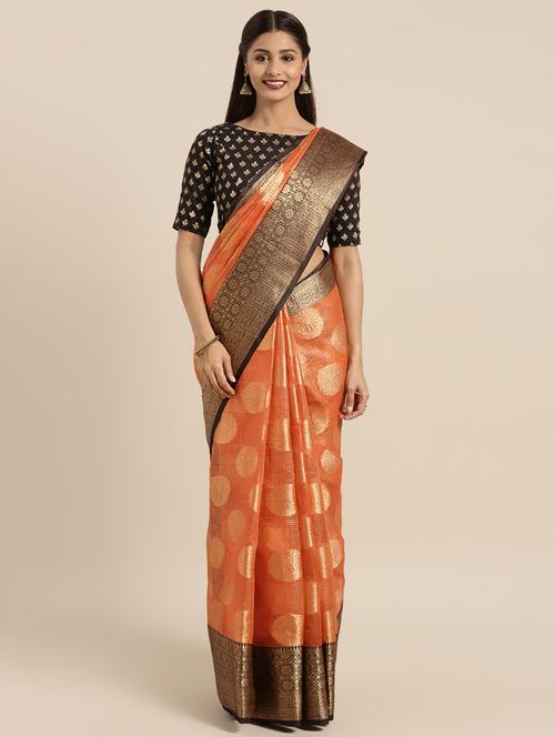 floral bordered saree with blouse - 16379435 - Very Small Image - 1