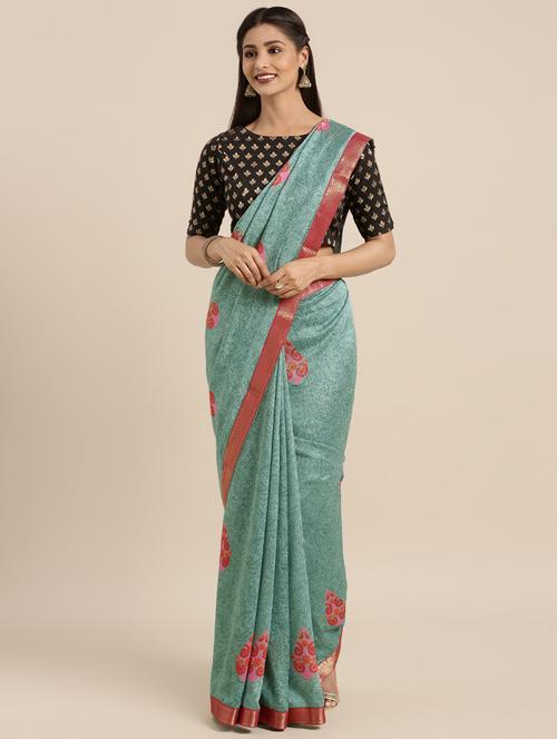 paisley printed saree with blouse - 16379447 - Very Small Image - 1