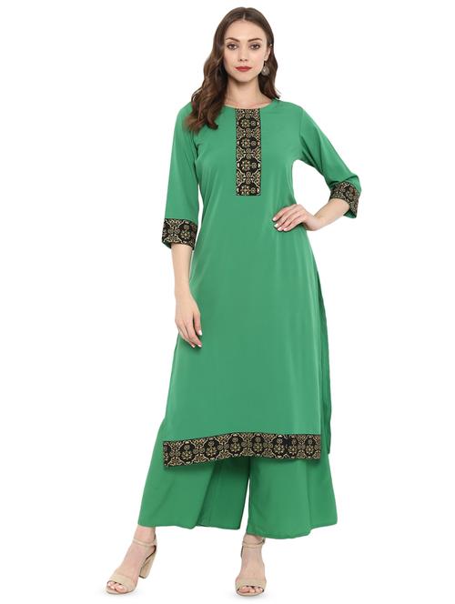 contrast straight kurta - 16379486 - Very Small Image - 1