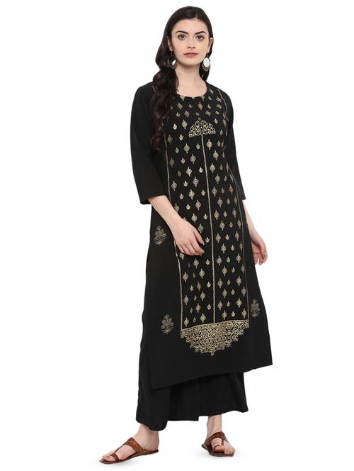 foil printed straight kurta - 16379488 - Very Small Image - 1