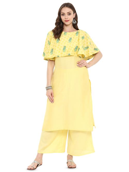 solid cape straight kurta - 16379514 - Very Small Image - 1