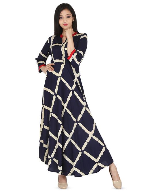 checkered flared kurta - 16380624 - Very Small Image - 1