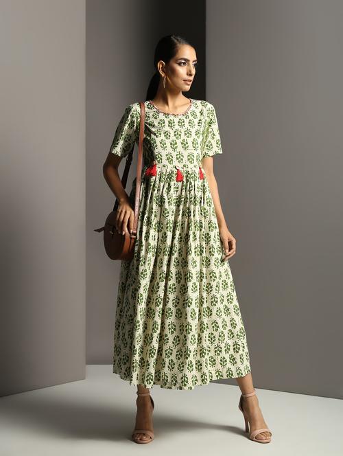 dabu flared ethnic dress - 16381302 - Very Small Image - 1