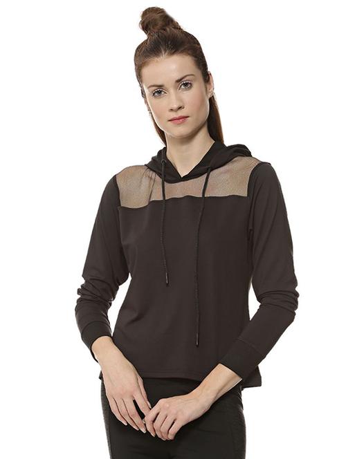 sheer panel hooded sweatshirt - 16381784 - Very Small Image - 1