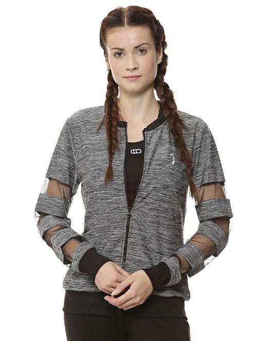 zip up sheer panel jacket - 16381785 - Very Small Image - 1
