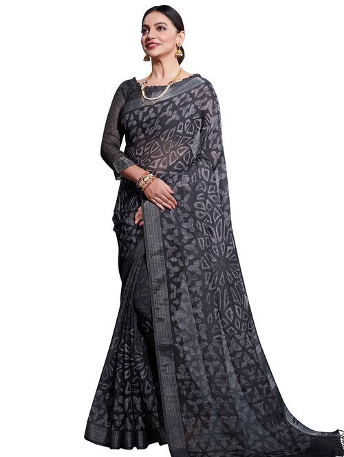 abstract printed saree with blouse - 16381819 - Very Small Image - 1