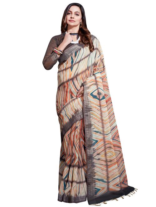 chevron printed saree with blouse - 16381820 - Very Small Image - 1