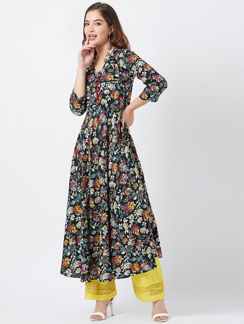 floral print flared kurta - 16381916 - Very Small Image - 1