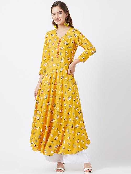floral printed flared kurta - 16381917 - Very Small Image - 1