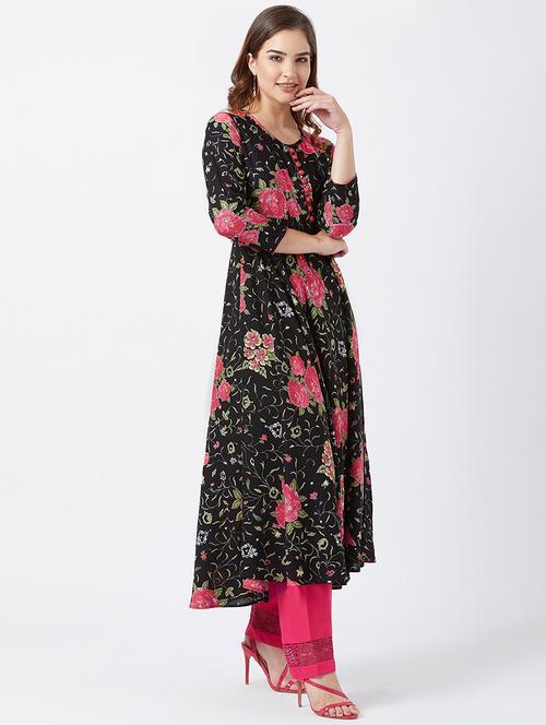 floral flared kurta - 16381920 - Very Small Image - 1