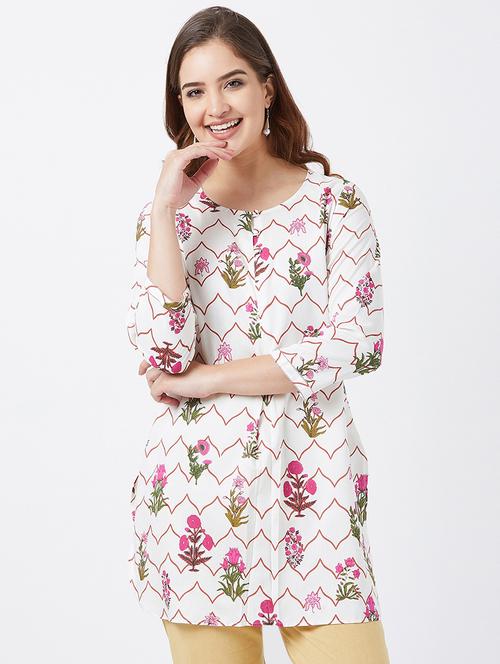 floral straight kurti - 16381922 - Very Small Image - 1