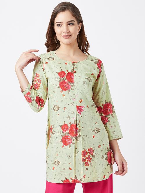 floral straight kurti - 16381923 - Very Small Image - 1