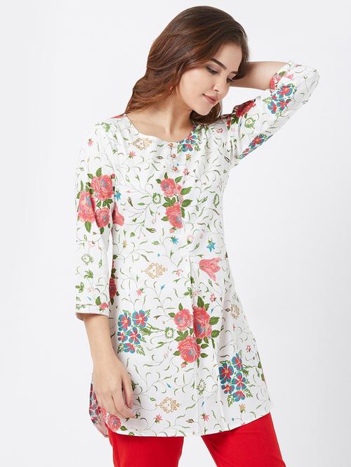floral straight kurti - 16381925 - Very Small Image - 1
