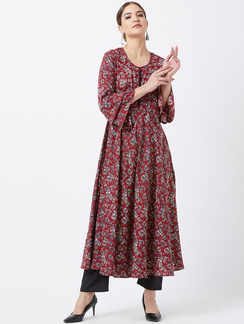 floral print kurta with palazzo - 16382328 - Very Small Image - 1